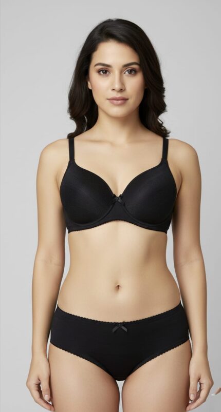 Black Foam Pad Bra And Underwear
