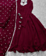 Long Sleeves Maxi With Lace Dupatta 3 Pcs - Image 4